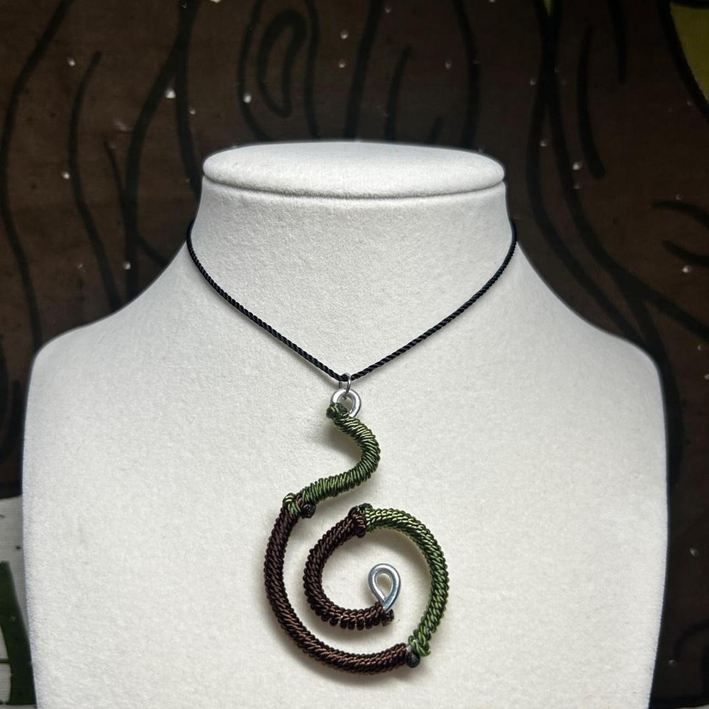 Snake Inspired earthy handmade wirewrapped necklace boho chic indie adjustable